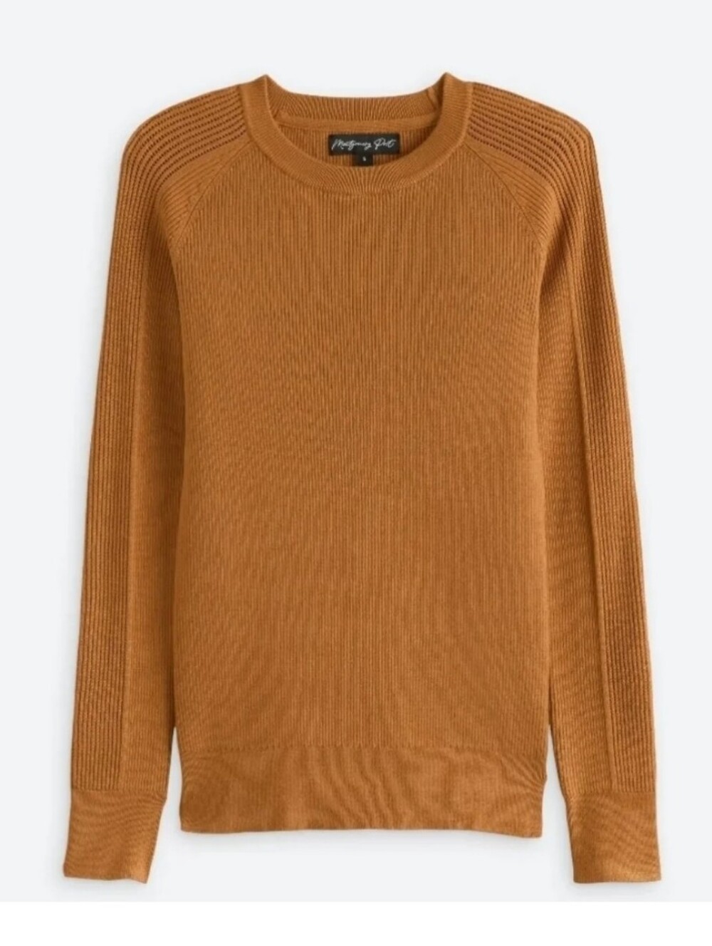 Montgomery Post Luisa Mesh Long Sleeve Fitted Rib Sweatwe - Camel